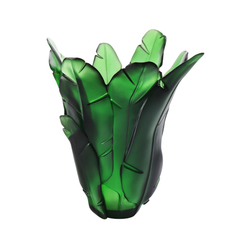 Woondecoratie Groene bananenblad glazen vaas