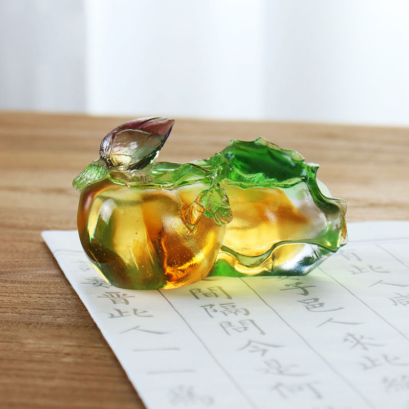 Persimmon-vormige gekleurde kristallen glazen sculptuurornamenten