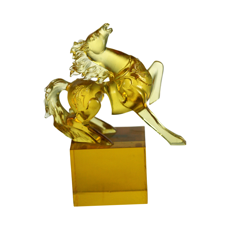 Gouden paard kristalglas zegel ornament