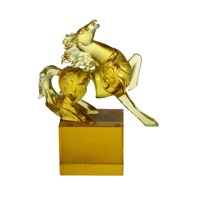 Gouden paard kristalglas zegel ornament