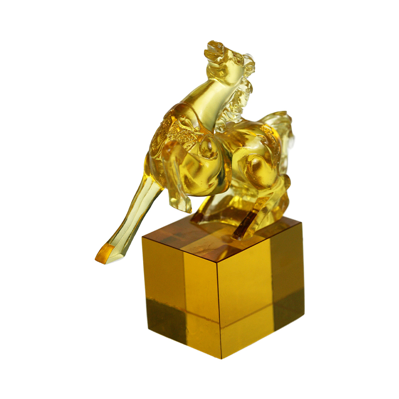 Gouden paard kristalglas zegel ornament