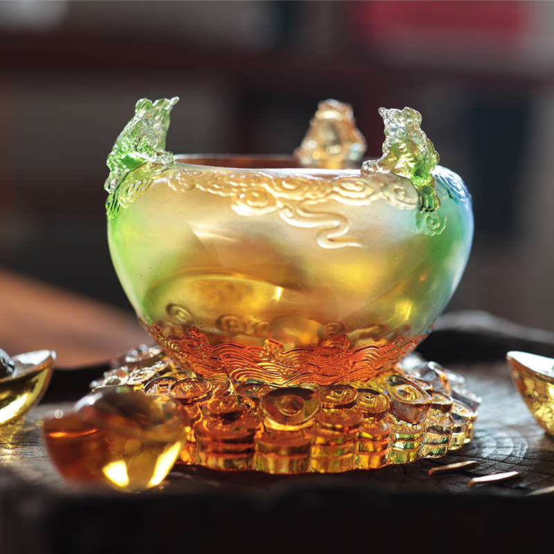 Kristallen hoorn des overvloeds glazen schatkom