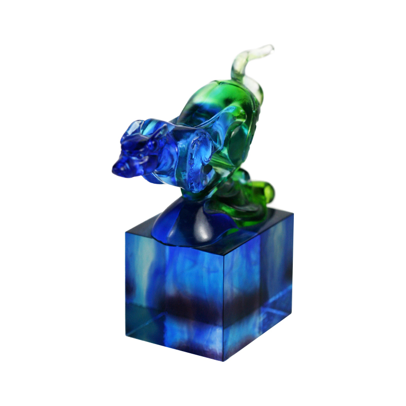 Blauwgroen klassiek glazen zegelornament