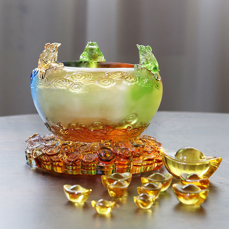 Kristallen hoorn des overvloeds glazen schatkom