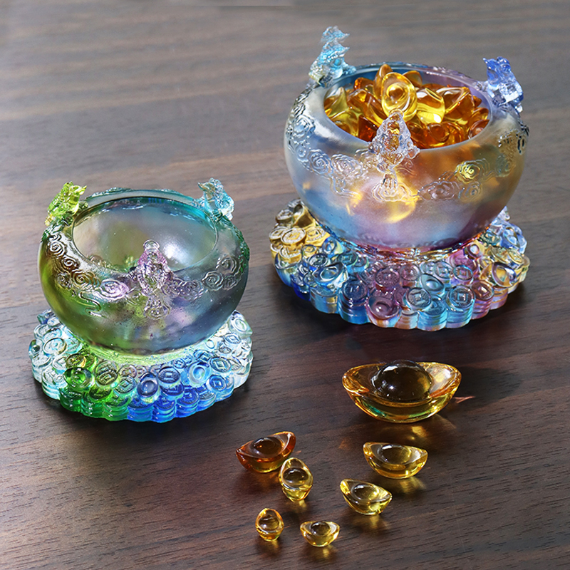 Kristallen hoorn des overvloeds glazen schatkom