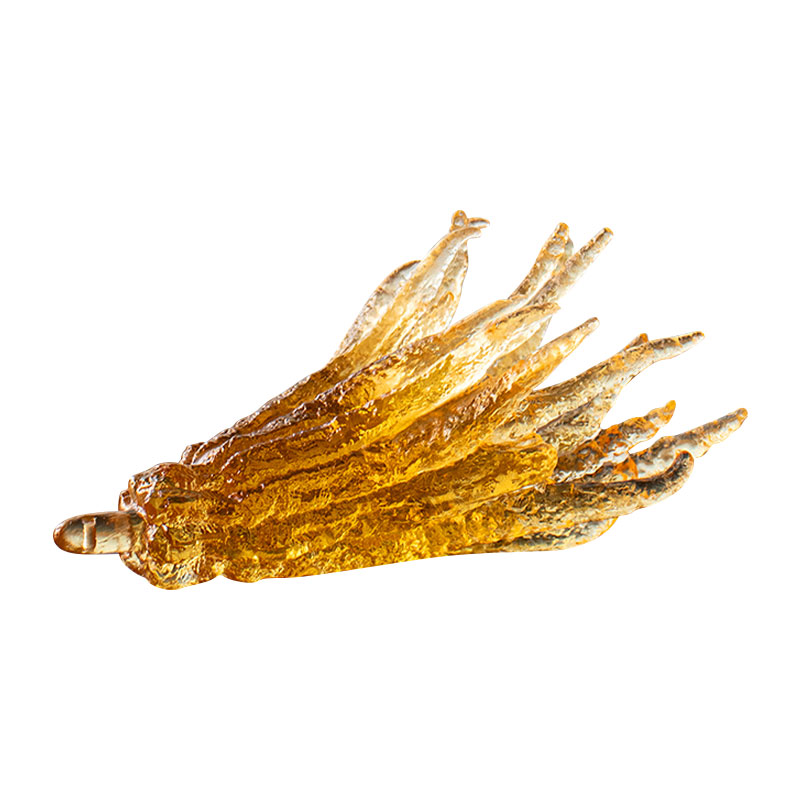 Handvormige goudkleurige glazen wierookhouder