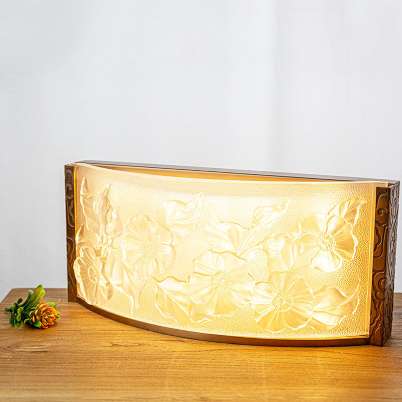 Glazen decoratieve lampornamenten met hibiscus bloemenpatroon