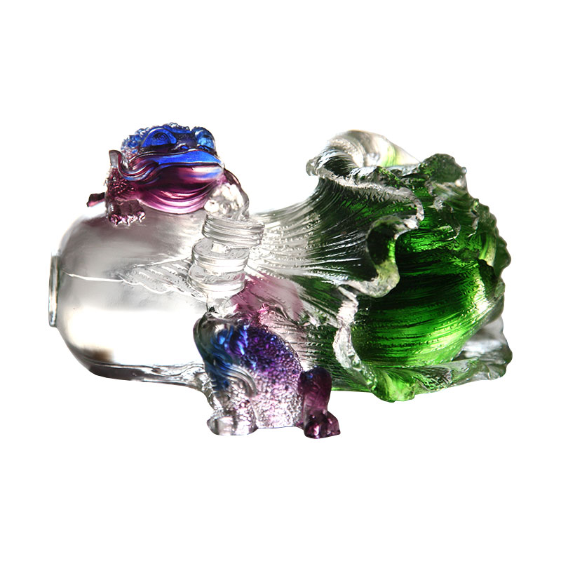 Kristalglas gouden pad sculptuur ornamenten