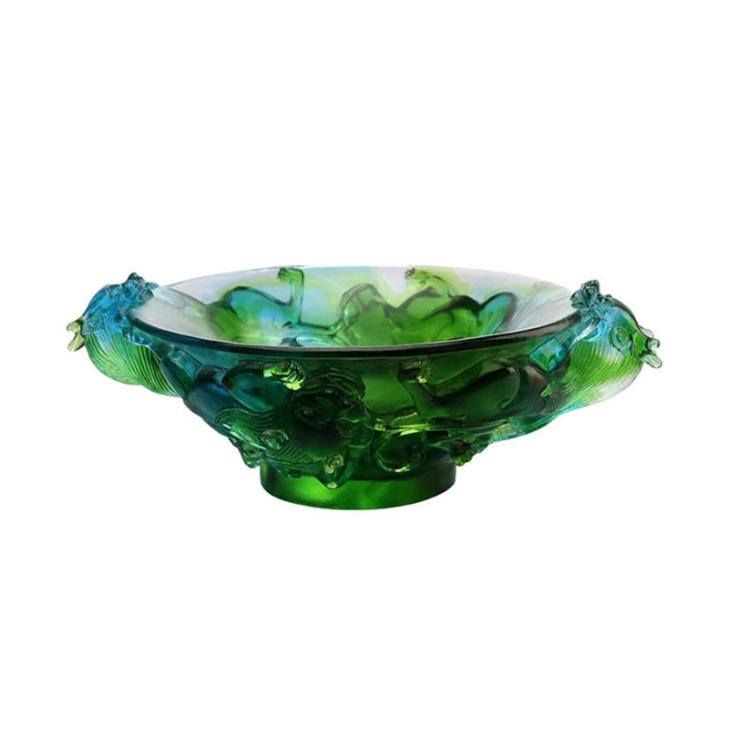 Transparant groen glazen fruitschaaltje