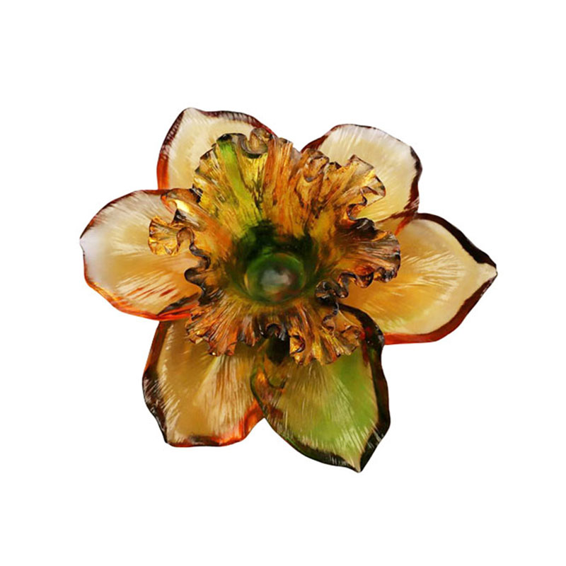 Glazen bloemblaadjevormige kaarsenhouder