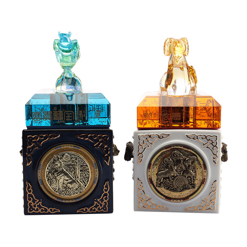 Blauwe herten flesdop decoratieve ornamenten glazen wijnfles gebruiksvoorwerpen