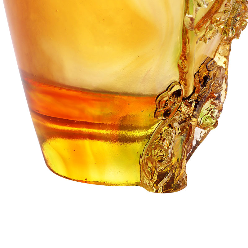 Home Decorations Pruimenbloesem Gesneden Design Amber Glazen Vaas