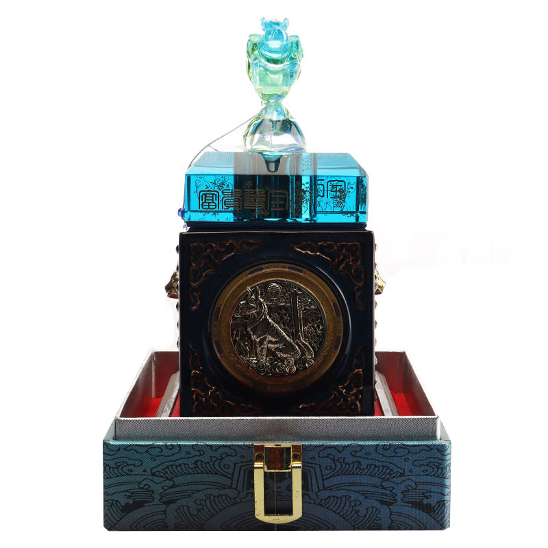 Blauwe herten flesdop decoratieve ornamenten glazen wijnfles gebruiksvoorwerpen