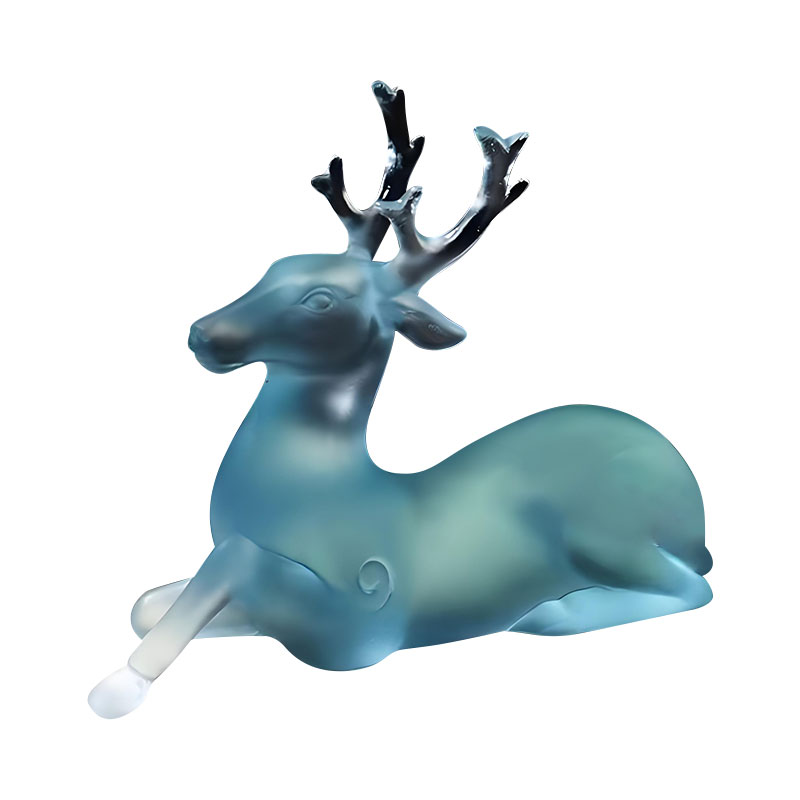 Blauw glazen borstelhouder in de vorm van een hert