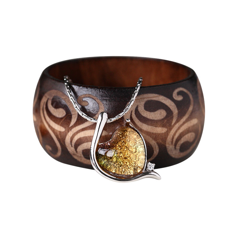 Elegante zilverkleurige armband ingelegd met glashanger