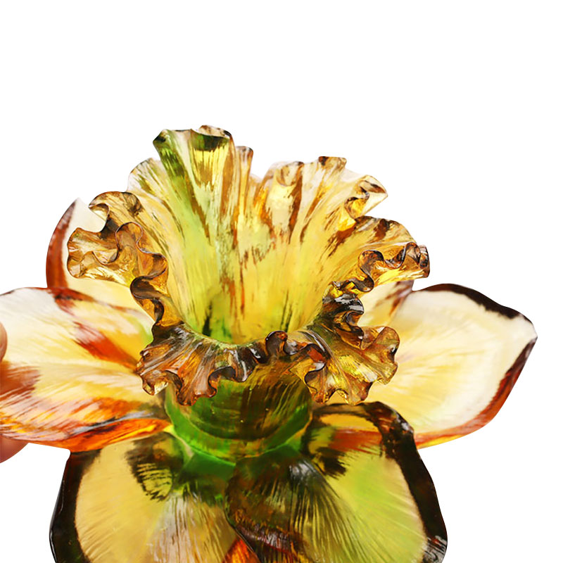 Glazen bloemblaadjevormige kaarsenhouder