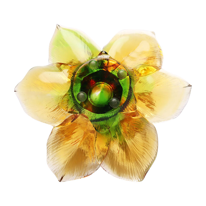 Glazen bloemblaadjevormige kaarsenhouder