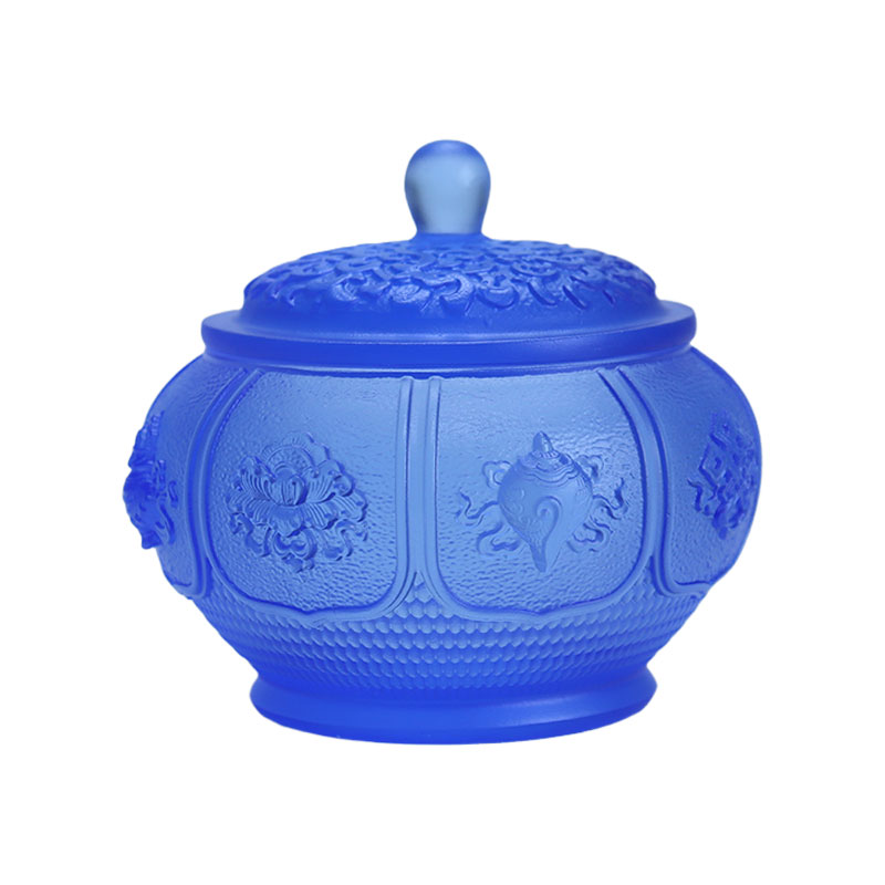 Acht schatten Lotus-serie boeddhistische altaarkristallen glazen offerset