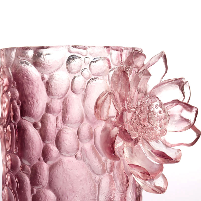 Pebble textuur paars roze glazen vaas