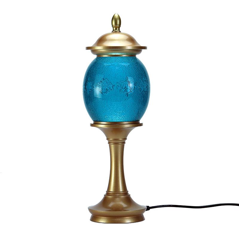 Koninklijk Blauw Acht Gunstige Symbolen Boeddhistisch Altaar Kristalglas Aanbod