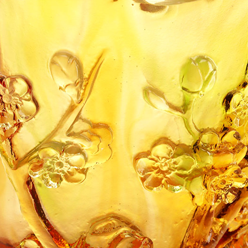 Home Decorations Pruimenbloesem Gesneden Design Amber Glazen Vaas