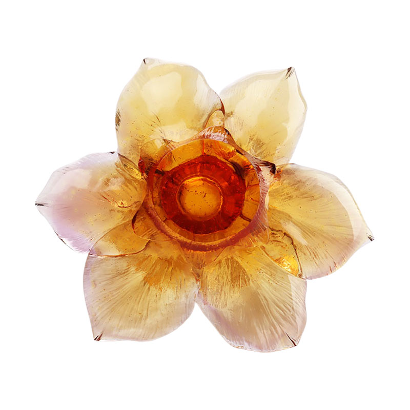 Glazen bloemblaadjevormige kaarsenhouder