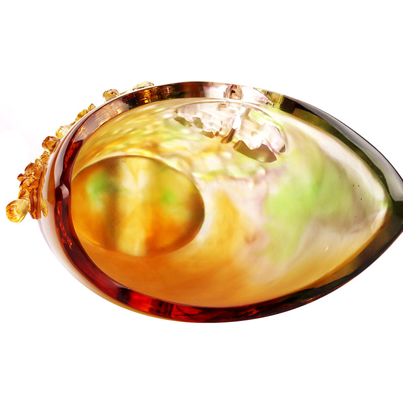 Home Decorations Pruimenbloesem Gesneden Design Amber Glazen Vaas