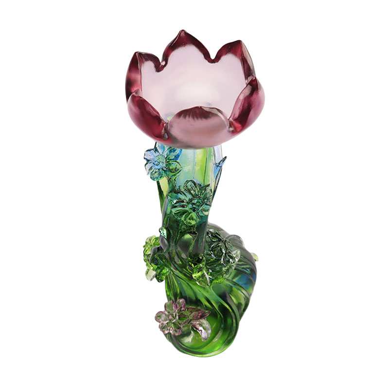 Kristallen glazen kandelaar in lotusvorm