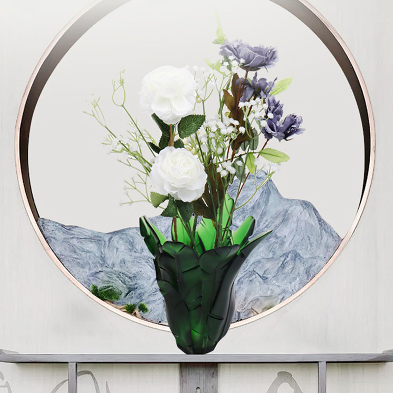 Woondecoratie Groene bananenblad glazen vaas