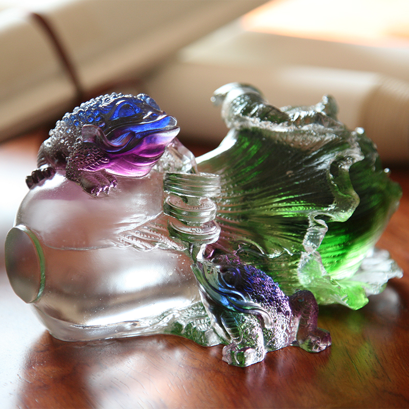 Kristalglas gouden pad sculptuur ornamenten