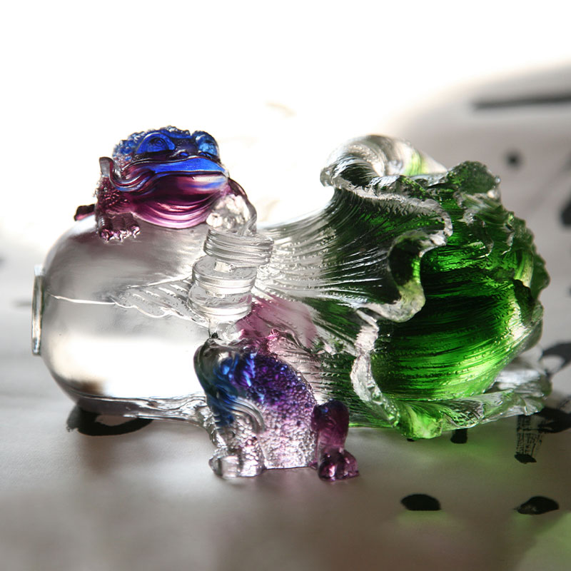 Kristalglas gouden pad sculptuur ornamenten